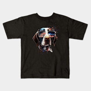 Pointer dog 4th of July Kids T-Shirt